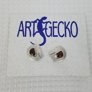 Art Gecko Sterling SILVER Gold Plated Garnets
